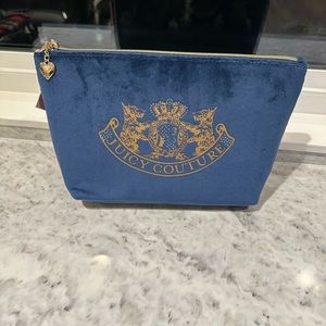 Juicy couture cosmetic bag blue and gold with bling dogs NWT